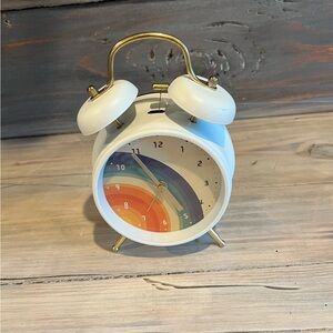 (SOLD) Retro Cream Alarm Clock with Rainbow Design
